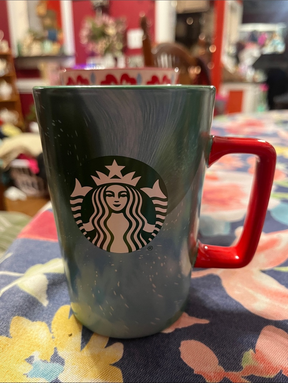 Starbucks 2020 Holiday Christmas Ceramic Coffee Mug Tall 16oz Green Plaid Ribbon